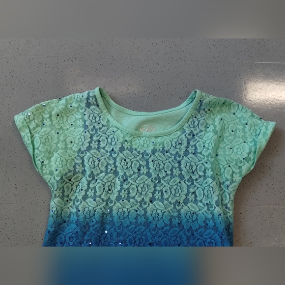 Justice Girls Green Short Sleeve Tops, Shirts & T-Shirts Sunburst Floral Size 10 - Picture 12 of 16